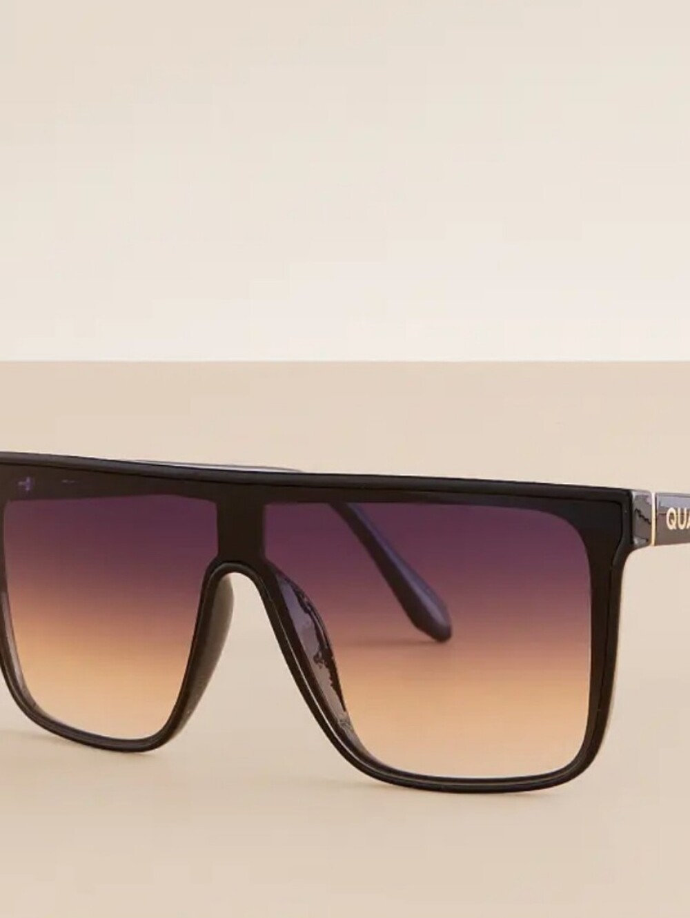 Quay Australia Nightfall Square Shield Sunglasses- Black Dusky Poppy